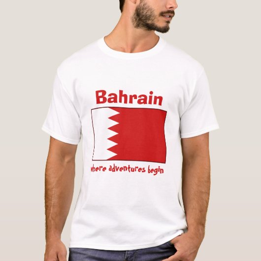 Bahrain Flag + Map + Tekst T-shirt (Voorkant)