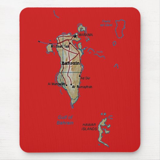 Bahrain Map Mousepad Muismat (Voorkant)