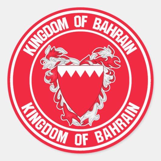 Bahrain Round Emblem Ronde Sticker (Voorkant)