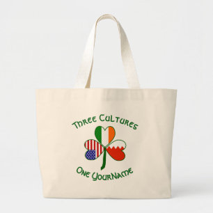 Bahrein Iers Amerikaanse Vlaggen Shamrock Maatwerk Grote Tote Bag