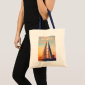 Bahrein Illustration Travel Art Vintage Tote Bag (Voorkant (product))