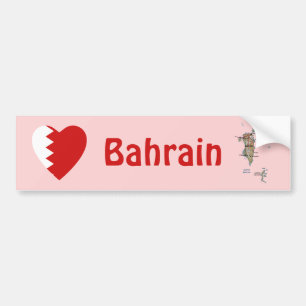 Bahrein Vlag Hart + Landkaart Bumpersticker