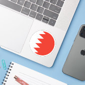 Bahrein Vlag Ronde Sticker (Laptop met iPhone)