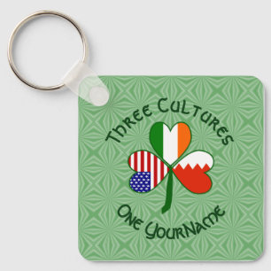 Bahreinse Ierse vlaggen Shamrock Jouw naam Sleutelhanger