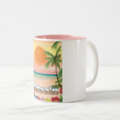 Bahreinse strandreisposter tweekleurige koffiemok (Voorkant rechts)