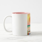 Bahreinse strandreisposter tweekleurige koffiemok (Links)