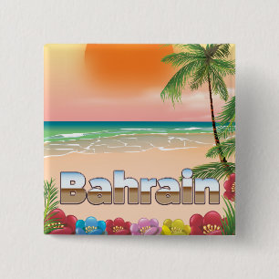 Bahreinse strandreisposter vierkante button 5,1 cm