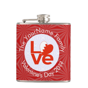 Bahreinse Vlag Hart LIEFDE Rood Gepersonaliseerde  Heupfles