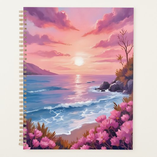 Baie de Blush Beach | Aquarelle rose de coucher de (Devant)