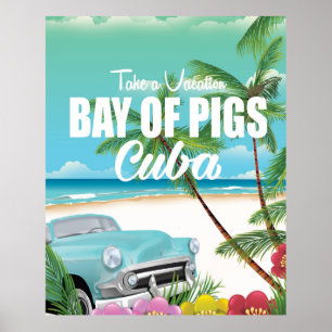 Baie des Cochons, Cuba affiche de vacances à la pl