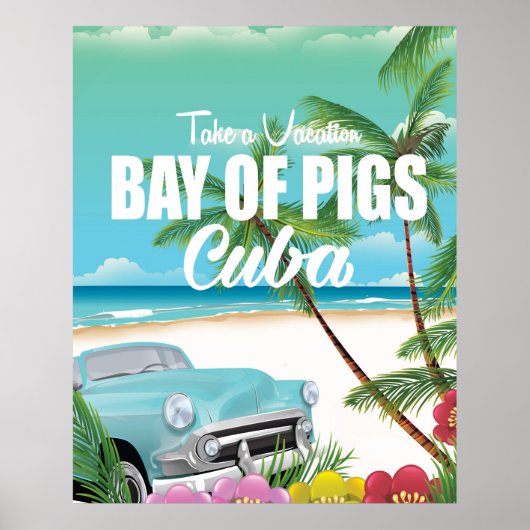 Baie des Cochons, Cuba affiche de vacances à la pl (Devant)