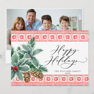 Baie festive de houx PHOTO Carte de vœux de Noël