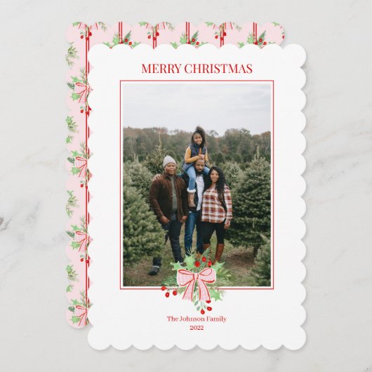 Baies d'aquarelle de Noël & Invitation Holly (Devant / Derrière)
