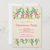 Baies d'aquarelle et Branches Invitations de Noël (Devant)