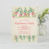 Baies d'aquarelle et Branches Invitations de Noël (Debout devant)