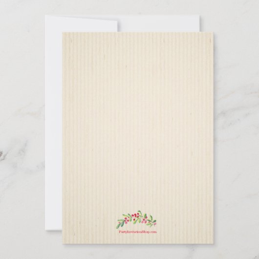 Baies d'aquarelle et Branches Invitations de Noël (Dos)