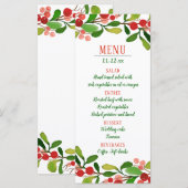 Baies de feuilles de houx Noël | Menu de mariage (Devant / Derrière)