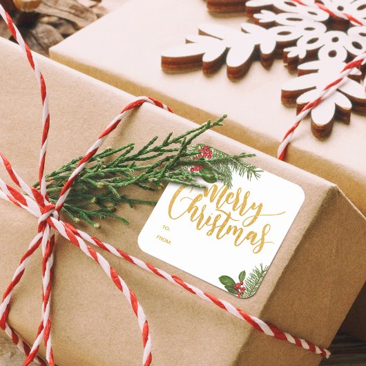 Baies de Noël d'hiver | Autocollant de marque-cade