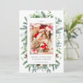 Baies de pin rustiques Carte de Noël de fêtes de f (Debout devant)