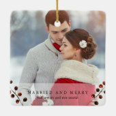 Baies d'hiver mariées et joyeux ornement photo (Dos)