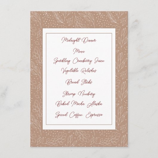 Baies et feuilles sur la carte de menu Kraft (Devant)