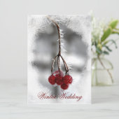 Baies rouges avec gel hiver mariage Invitation (Debout devant)
