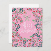 Baies rouges et vertes Joyeuses cartes de Noël (Devant / Derrière)