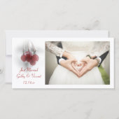 Baies rouges gelées hiver juste marié Carte photo (Devant)