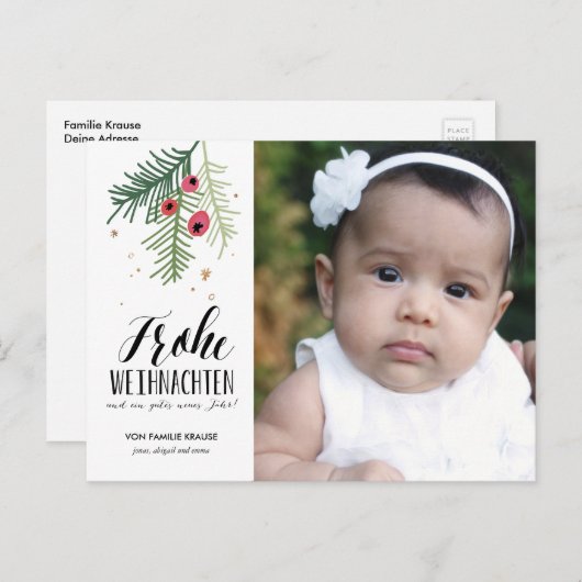 Baies rouges | Joyeux Noël | Carte postale (Devant / Derrière)