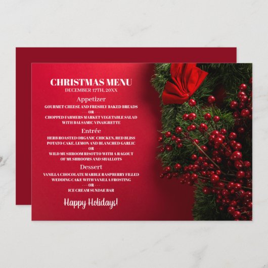 Baies rouges & Mistletoe, Menu de Noël (Devant / Derrière)