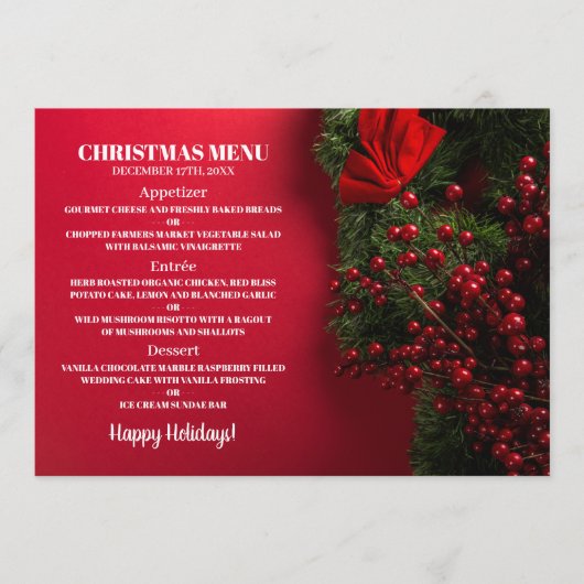 Baies rouges & Mistletoe, Menu de Noël (Devant)