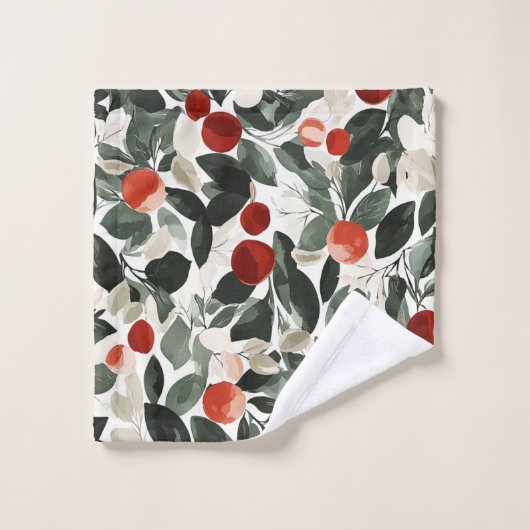 Baies rouges vertes de Noël (Gant de toilette)