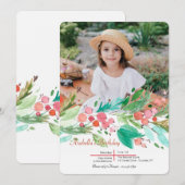 Baies Watercolor Photo Invitation (Devant / Derrière)