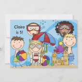Baignade à la plage Anniversaire Invitation (Devant)