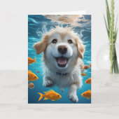 Baignade de chien mignonne avec carte blanche de p (Devant)