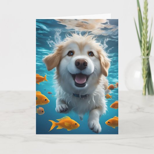 Baignade de chien mignonne avec carte blanche de p (Devant)