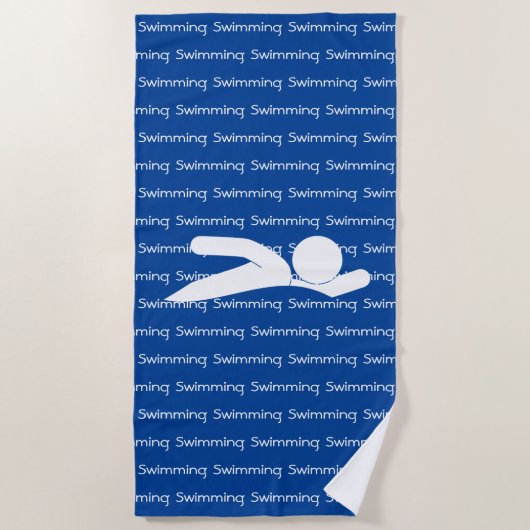 Baignade Texte Carrelé Design Serviette de plage (Devant)