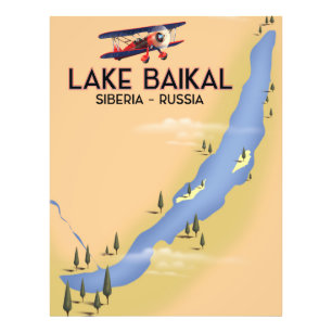 Baikalmeer Siberië Russische reisposter Kaart Foto Afdruk