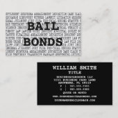 Bail Bonds Mots Légaux Carte de visite (Devant / Derrière)