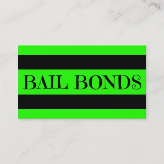 Bail Bonds Neon Green Carte de visite (Devant)