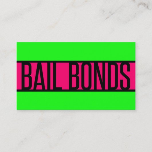 Bail Bonds Neon Green et Hot Pink Carte de visite (Devant)