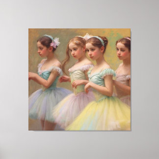 Bailarinas en el estilo de Degas en tonos suaves Canvas Afdruk