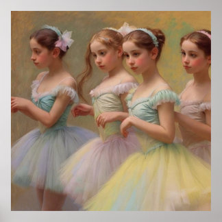 Bailarinas en el estilo de Degas en tonos suaves Poster