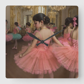 Bailarinas en una gran sala de estilo rocóco vierkante klok