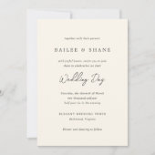 Bailee Cream Modern Wedding Kaart (Voorkant)