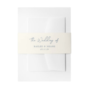 Bailee Dusty Blue Modern Wedding Uitnodigingen Wikkel