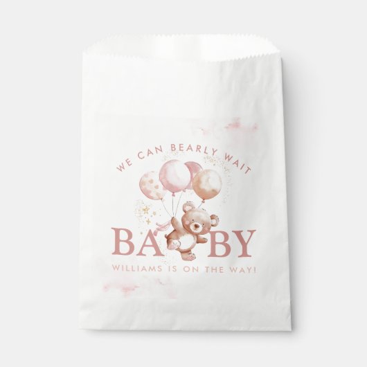 BAILEY Pink Barly Wait Teddy Bear Baby shower Bedankzakje (Voorkant)