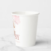 BAILEY Pink Barly Wait Teddy Bear Baby shower Papieren Bekers (Links)