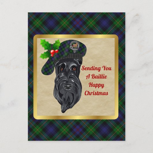Baillie Clan Badge & Tartan Kerstmis Briefkaart (Voorkant)