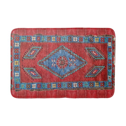Bain Bleu et Rose Antique Turc Oriental Design de tapis (Devant)